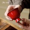 Hand Painted Double-Line Ceramic Tea Cup Forbidden City Red  Waist Tea Cups High-foot Teacups Mate Puera Unusual Porcelain Maker