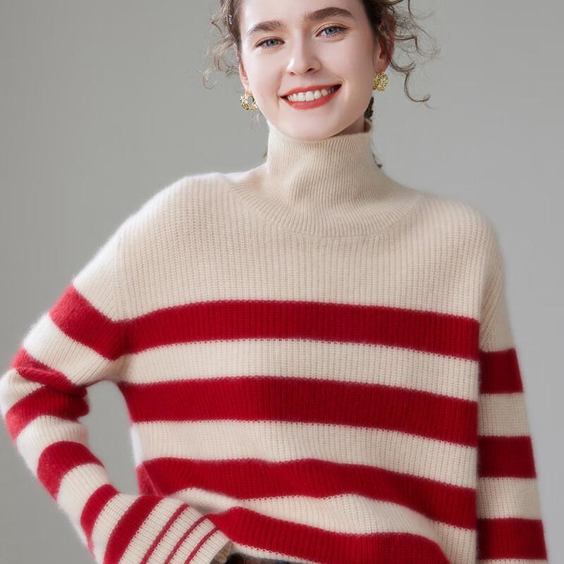 Fanzhen Women's High-Neck Thick Cashmere Blend Sweater