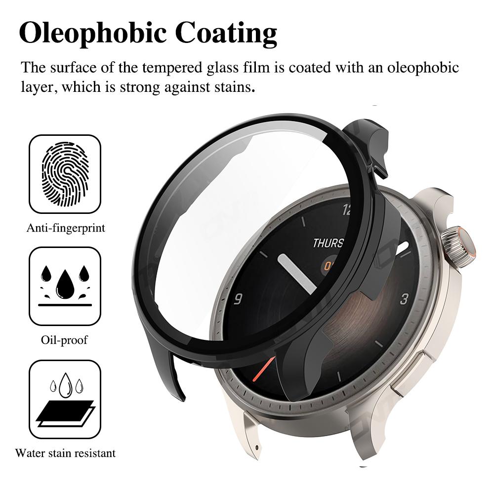 Glass+Hard Case for Amazfit Balance Screen Protector Tempered Glass Anti-scratch Bumper Protection Cover Case Shell Accessories