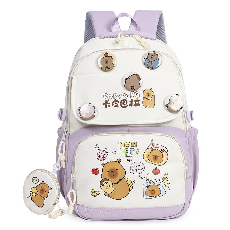 School Bag Kapibara New Student Cartoon Primary and Secondary School Students Boys and Girls Mobile Phone Backpack Cute Large Capacity
