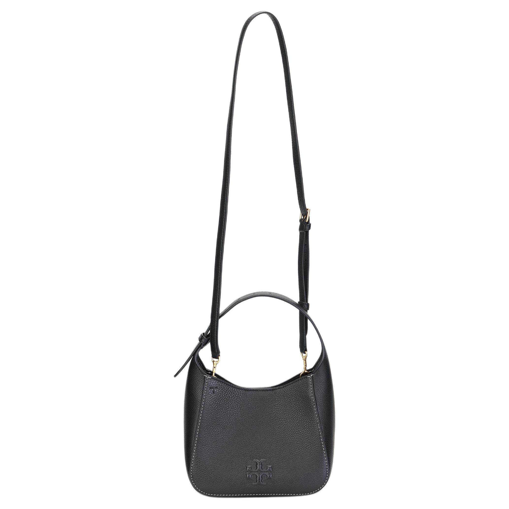

Tory Burch Thea Solid Color Embossed Letter Logo Leather Bucket Bag Women Handbags Black 144690-001 Shopping Bag Set(Basic Set+Shopping Bag)