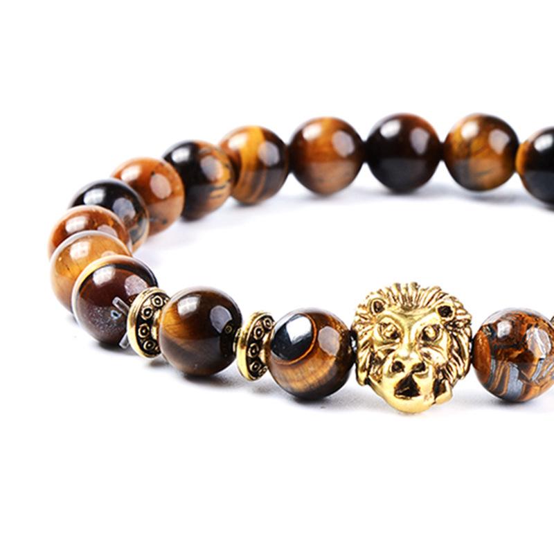 Exclusive Yellow Tiger Eye Lion Head Bracelet