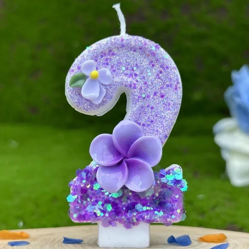 Birthday Candle Cake Topper Colour Changing Creative Number 0-9 Candle Flowers Digital Candles Girl Birthday Party Decoration