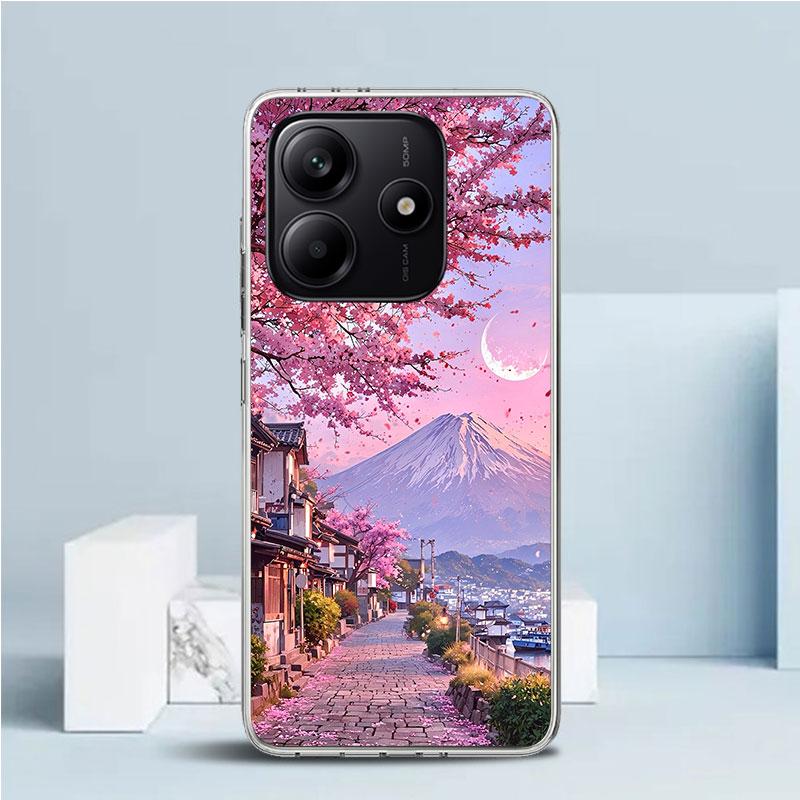 

Японская вишня Гора Фудзи Мягкий чехол для телефона Xiaomi Redmi Note 15 14 13 12 Pro Plus 14S 11S 11T 11E 10S 10 4G Узор Sh Redmi Note 15 4G