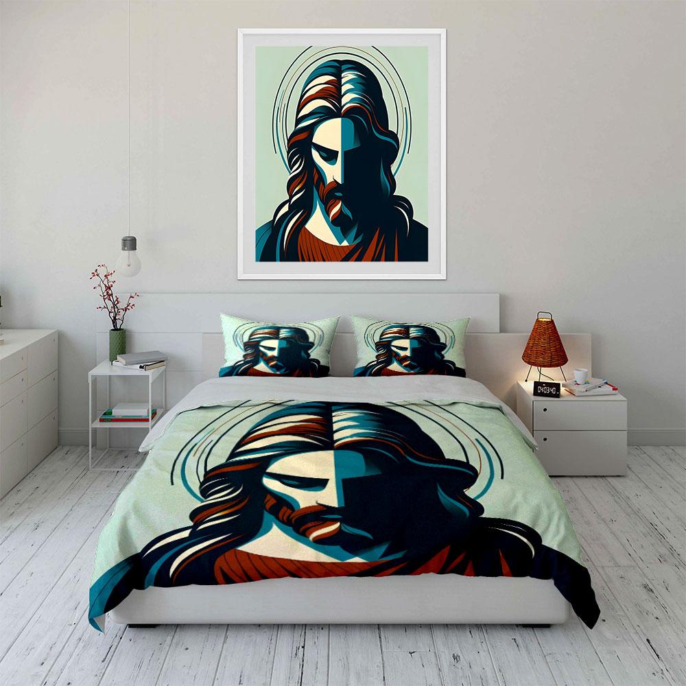 Jesus Christ Face Illustration. Bedding Sets Duvet Cover Sets Duvet Covers Pillowcases(1 * Duvet Cover 2 * Pillowcases, Without Duvet Insert)