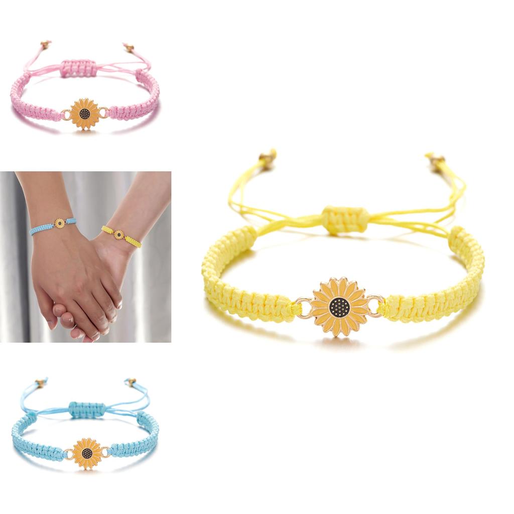 Handmade Sunflower Friendship Bracelet With Floral Design For Women And Couples