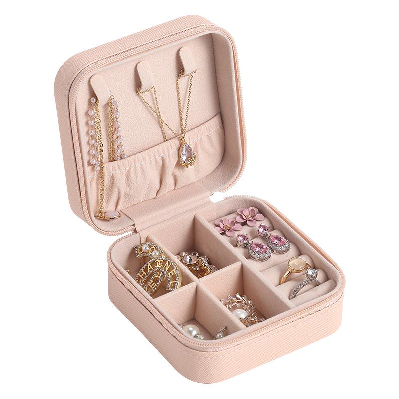 Compact Travel Jewelry Box with Flip-Top for Ring and Earring Storage