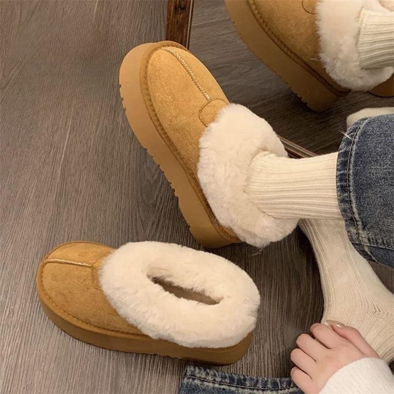 Zhao Ruth Has the Same Thick-soled Snow Boots for Women, Short Tube Heightening, Fur Integrated Cotton Shoes for Women, Winter Mini Warm and Thicker