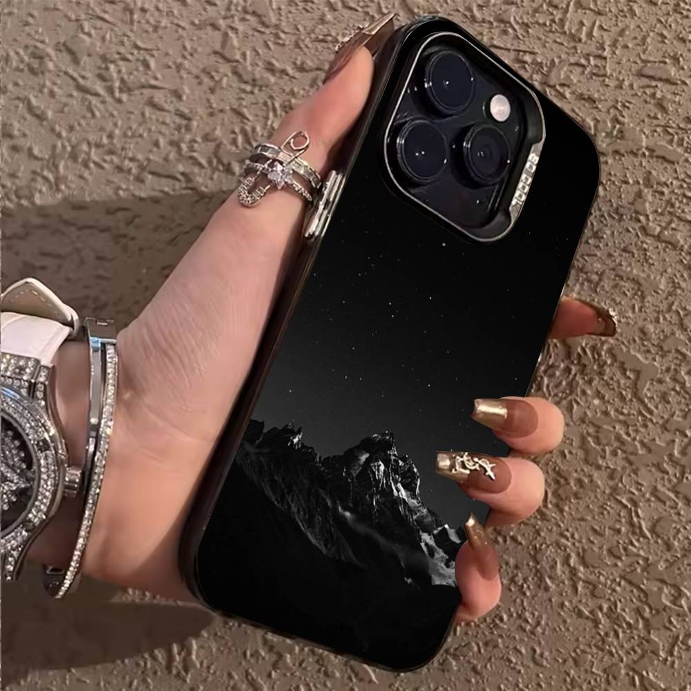 Black Mountain INS Design Phone Case For iPhone 17,16,15,14,13,12,11,Pro,Max,Plus Shockproof Cover