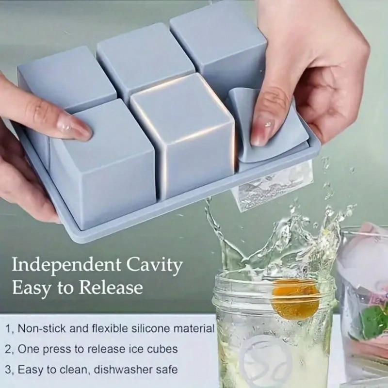 Large Silicone Tray, Flexible Square Ice Mold, Stackable Design