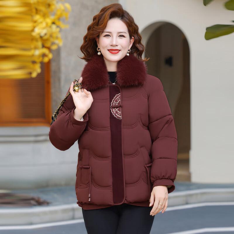 Elegant New Chinese Style Padded Winter Jacket for Mid-Aged Women