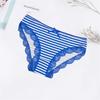 Women's Cotton Sexy Stripe Print Lace Briefs Panties Low-waist Lady Female Intimates Lingerie 6 Pcs/lot