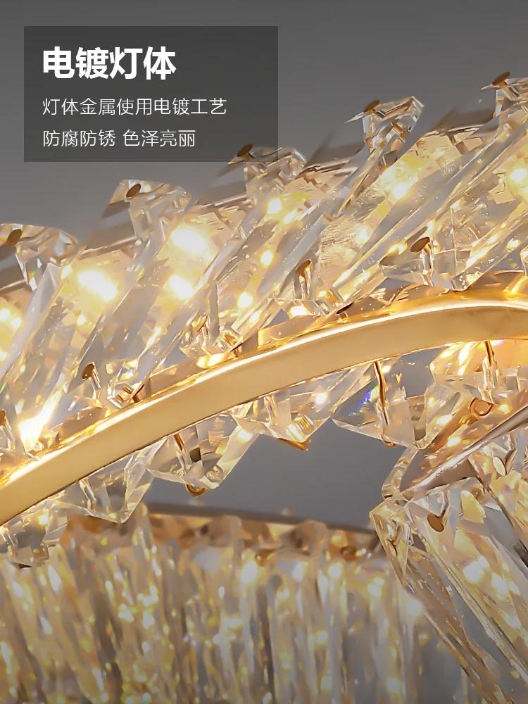 Dining Room Luxury Crystal Lustre Dimmable Pendant Lights Plated Gold Metal Irregular Hanging Lamp Led Deco Suspend Light