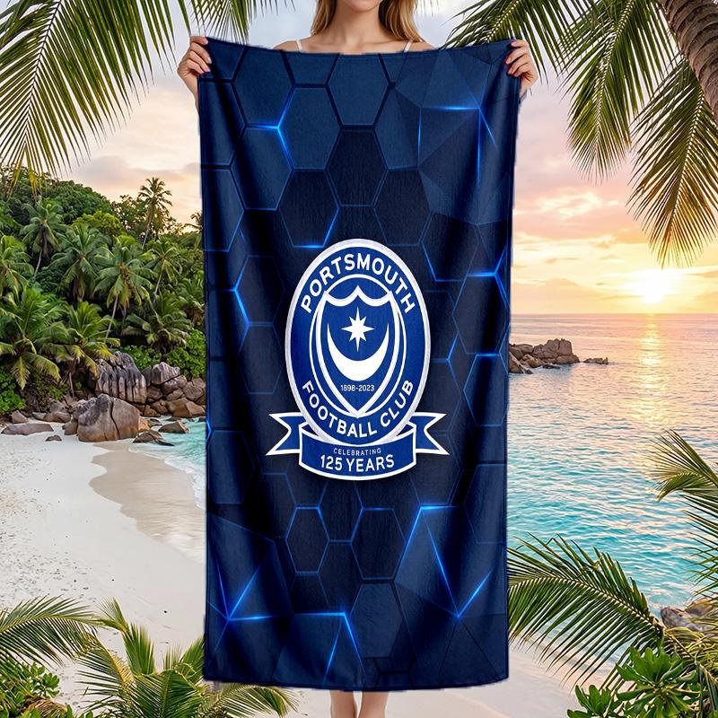 Toalla de Playa de Secado Rápido Portsmouth FC Impresa Microfibra Absorbente Portátil de Viaje Toalla de Natación