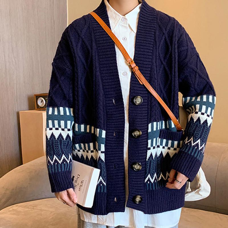 Korean-Style Thick Knitted Sweater: Casual Autumn/Winter Cardigan for Men & Couples