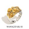 MamacitaSlay 316L Edelstahl Zweifarbig Mehrere Blumen Offener Ring Party Wasserdicht Schmuck Damen Vergoldeter Ring Geschenk