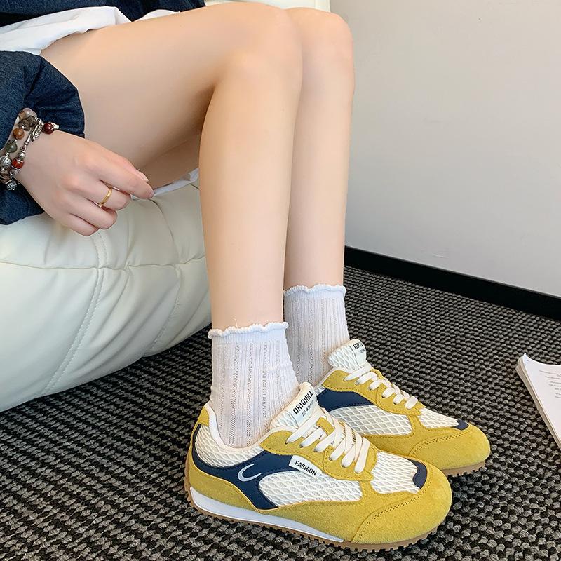 Retro Soft Sole Lace-up Women's Summer and Autumn New Color Matching Sports and Leisure Shoes Flat Bottom