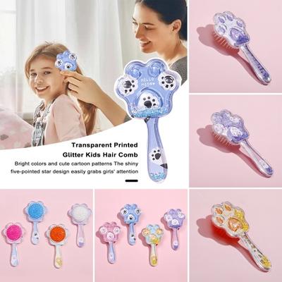 Cartoon Cat Paw Air Cushion Massage Comb with Long Handle Anti-static Scalp Massage Hair Brush Kids Girls Hairdressing Massage Comb for Home