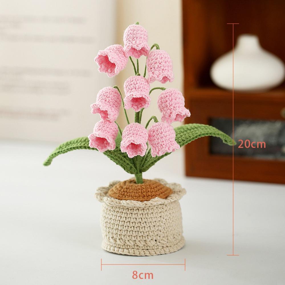 Knitting Wool Lily of The Valley Lamp Artificial Flowers 9 Glowing Crochet Artificial Flowers Handmade Crochet Orchid Gift
