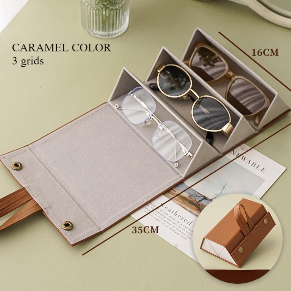 Glasses Storage Box, Sunglasses Holder, Sunglasses Storage Bag, Pressure Resistant, Multi Grid, Folding, Storage Rack