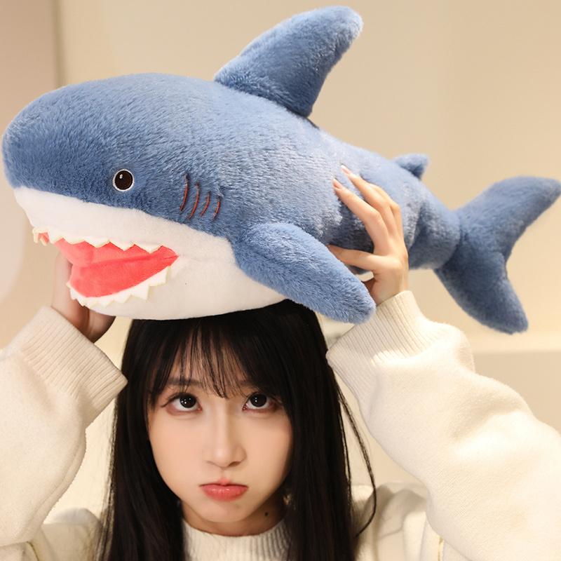 60-100cm Cute Blue Shark Doll Plush Toy Stuffed Soft Sea Animal Fish Pillow Appease Toys for Kids Girls Birthday Gifts Decor