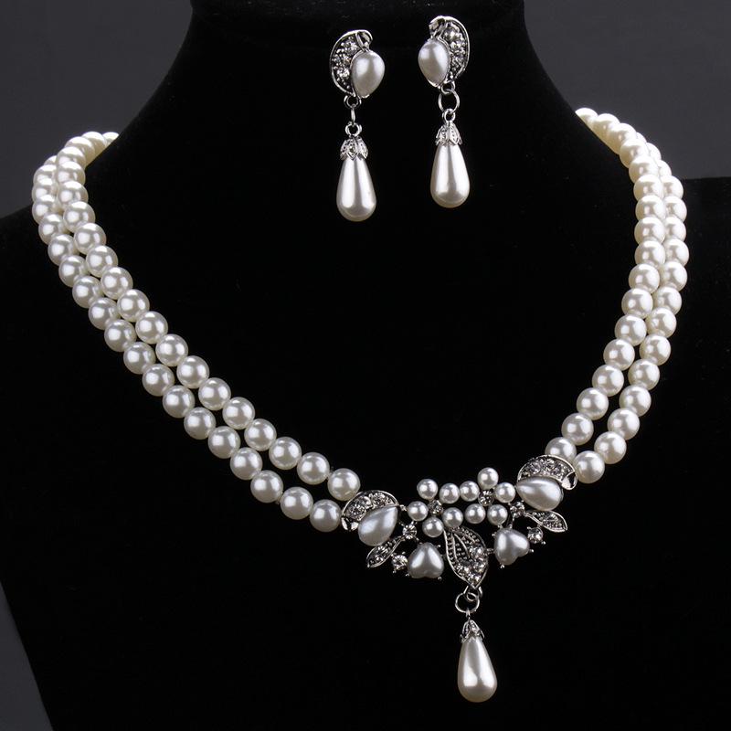 Two-Piece Earrings & Necklace Set: Birthday & Party Accessories, Bridal Wedding Dress Jewelry