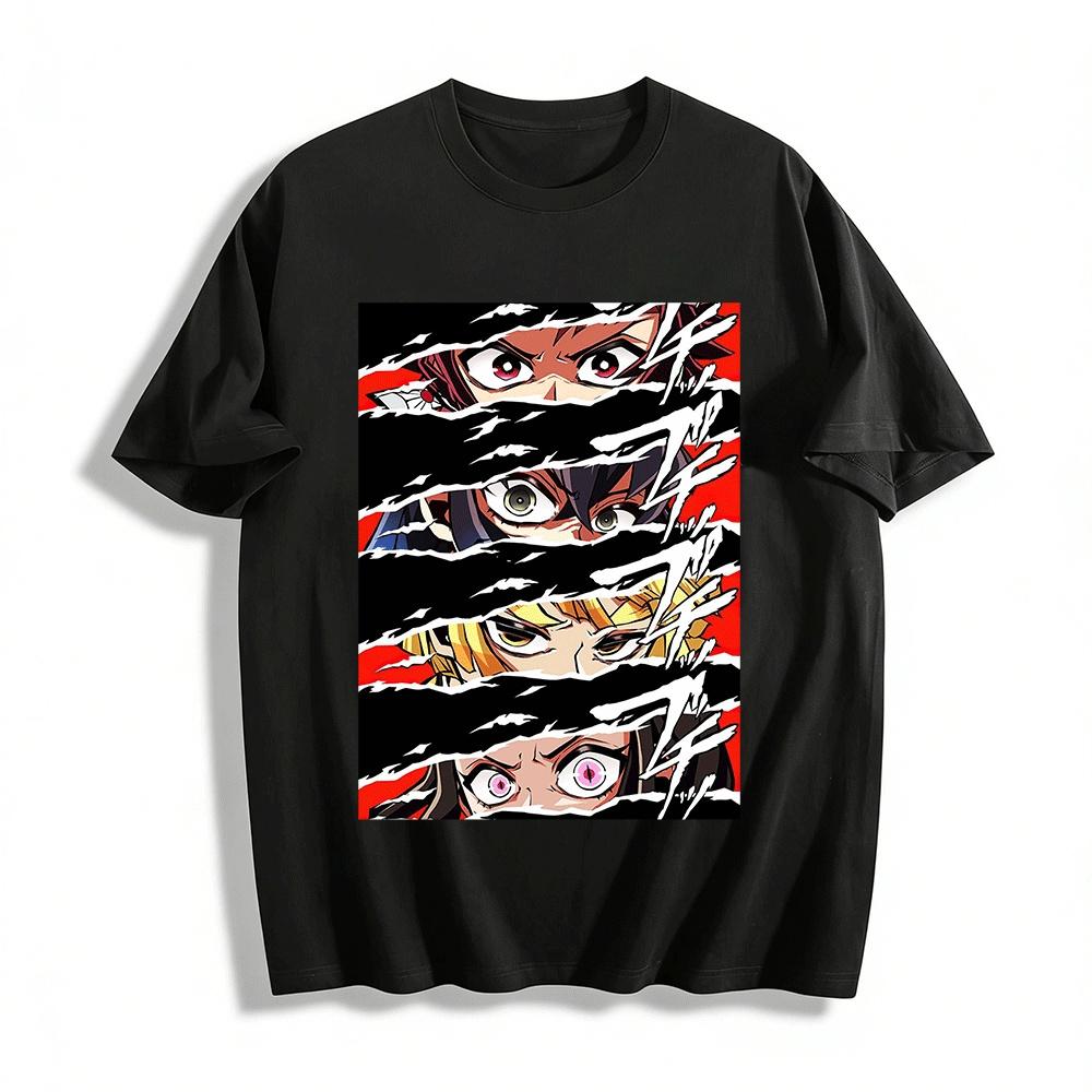 Demon Slayer Tanjiro Nezuko Zenitsu Inosuke Printed T-Shirt Pure cotton T-shirt XXS