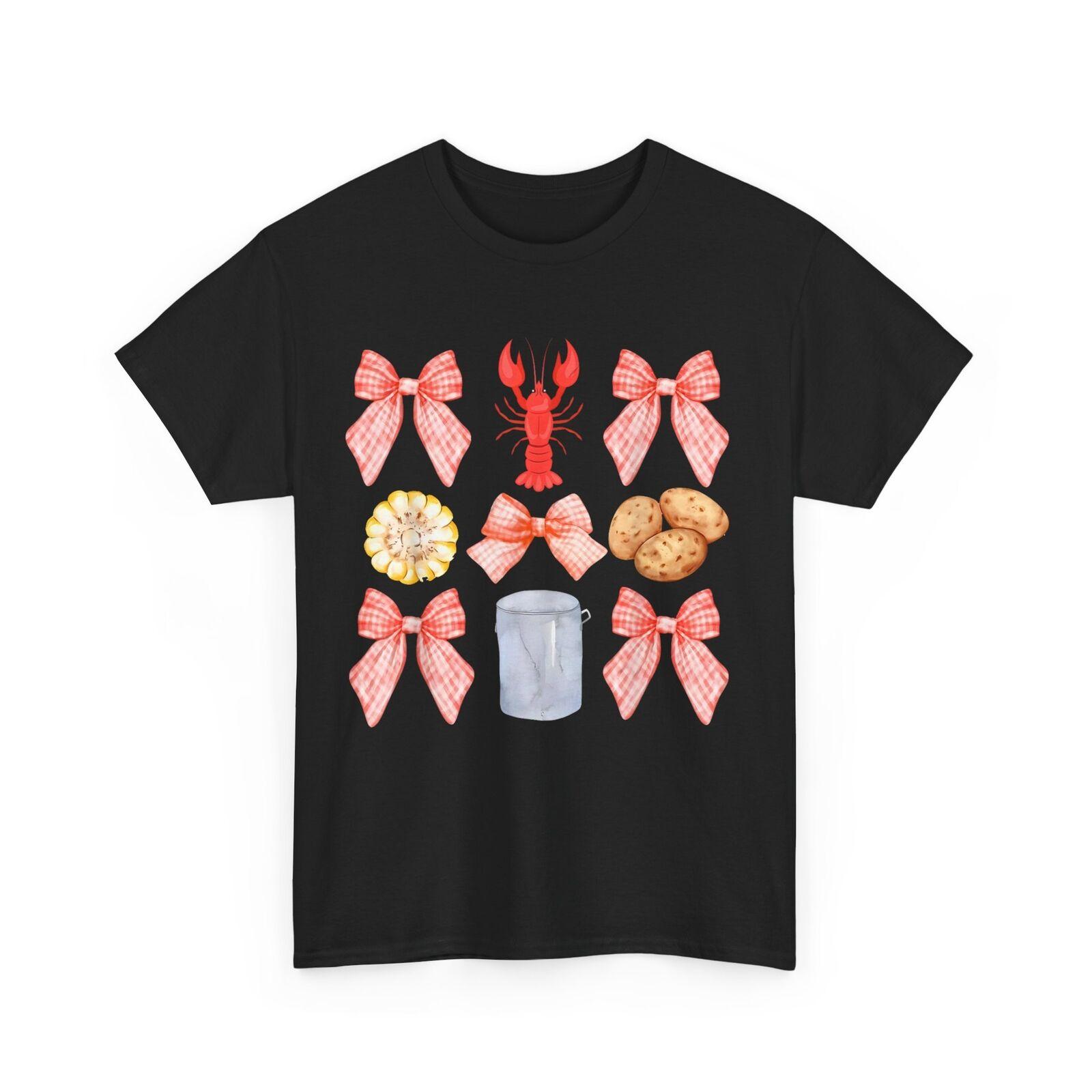 Crawfish T-Shirt Mens Womens Tees Top, Crawfish Lovers Seafood Pink Bow Cute Coquette Cute Shirt S