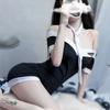 Sexy lingerie stewardess uniform cosplay shoulder seduction crotch passion suit perspective nightclub girl