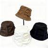 1Pcs Korean Style Foldable Travel Outdoor Hat Corduroy Pleated Bucket Hat For Women Solid Color Soft Casual Sun Hat