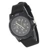 Electronic Analog Wrist Watch Round Nylon Strap Military Wristwatch (Black)