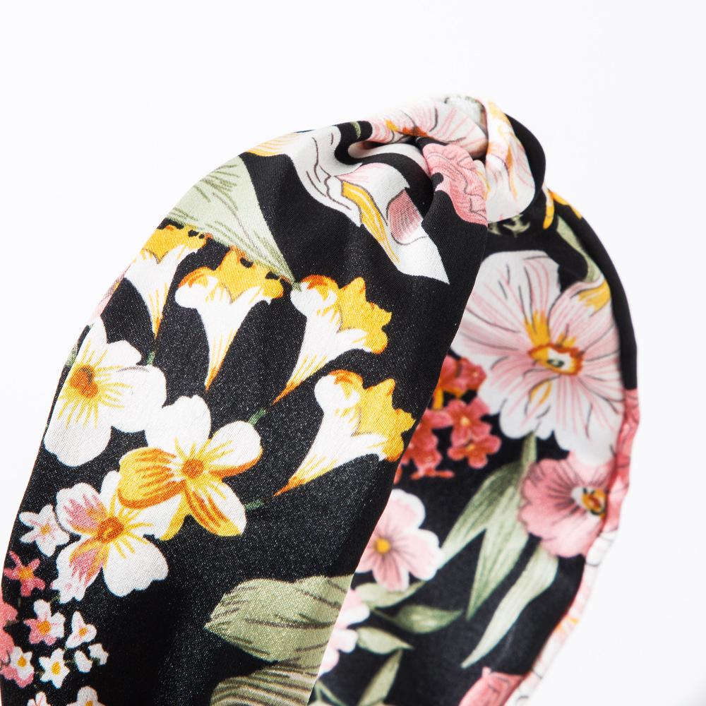 Headbands for Women Floral Pattern Knotted Wide Headbands Cross Knot Hair Bands Vintage Hairband Headbands Accessories