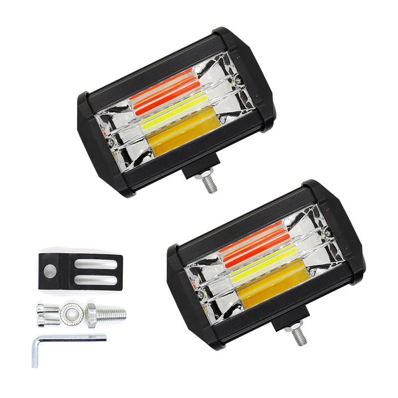 72W COB LED Light Bar For Off Road Truck Car Fog Work With White Yellow Amber