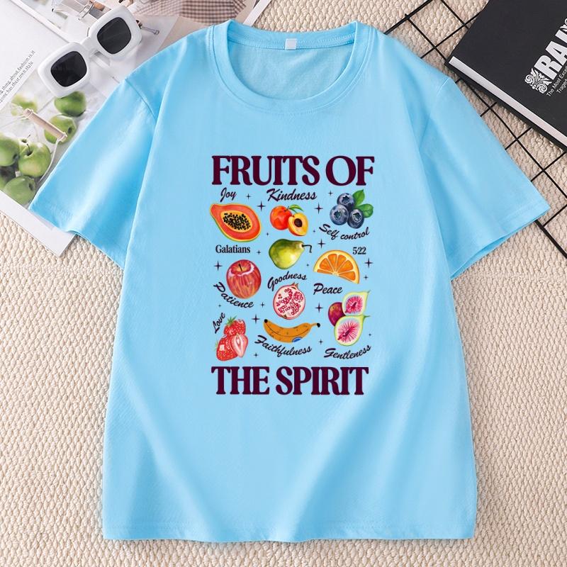 Boho Christian T Shirt Fruits of The Spirit TShirt Casual Cotton Short Sleeve Retro Jesus Apparel Floral Graphic Tshirt