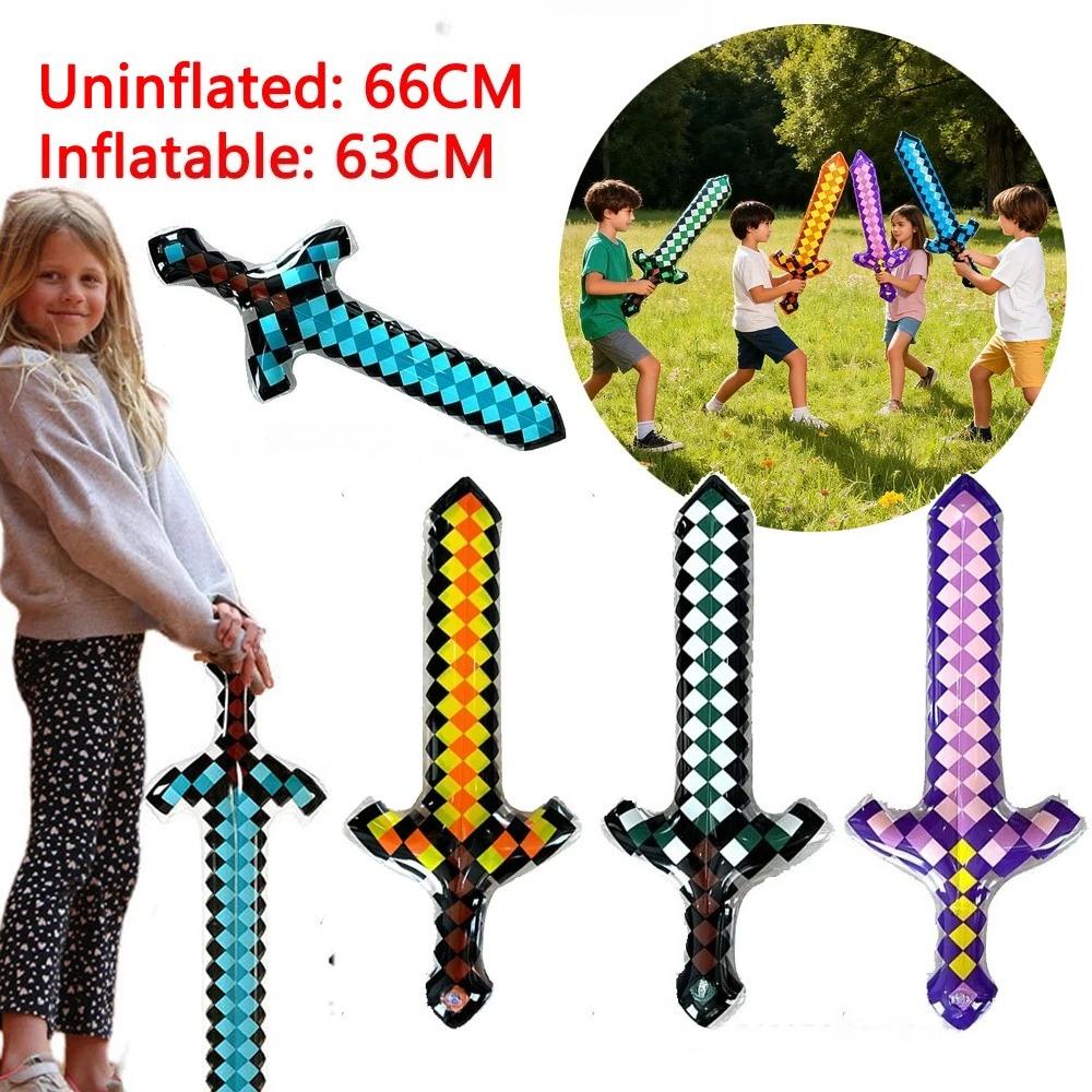 Pixel Style Inflatable Gemstone Sword Props - Safe Fun Kids Toy Weapon Parent-Child Interactive Supplies Perfect Birthday Gifts