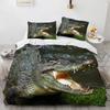 Crocodile Duvet Cover Wild Alligator Print Bedding Set for Boys Girls Teens Ultra Soft Wildlife Animal Comforter Cover Bed Decor