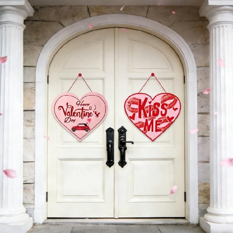 Valentines Day Wall Ornament Paper Door Hanger with Rope Home Office Decoration Decorative Holiday Present