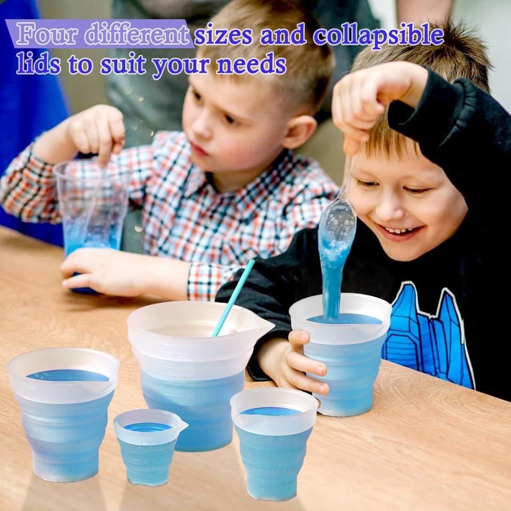 Silicone Resin Measure Cups Graduated Silicone Measuring Collapsible Long Mouth Silicone Measuring Cups for Epoxy Molds