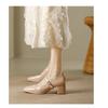 Patent Leather Thick High-heeled, New Women's Hundred with A Word with High-heeled Women's Single Shoes, Women's High-heeled Shoes, Elegant