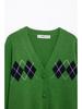 2025 Spring Women's Street Fashion: Diamond Pattern Knit Cardigan