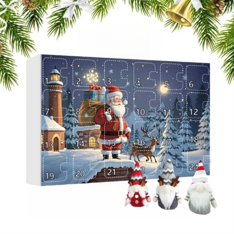 Christmas Gnome Advent Calendar Plastic Figures For Holiday Decor