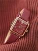 Julius Square Temperament Korean Style Wine Red Watch
