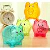 1PC Candy Transparent Plastic Money Saving Box Case Coins Piggy Bank Cartoon Pig Shaped