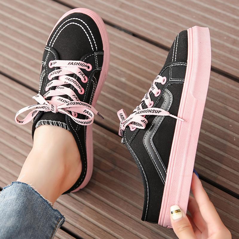 Details about Female Retro One Pedal Lazy Board Shoes Korean Canvas Flat Shoes Hong Kong Loafe Details about Female Retro One Pedal Lazy Board Shoes Korean Canvas Flat Shoes Hong Kong Loafe