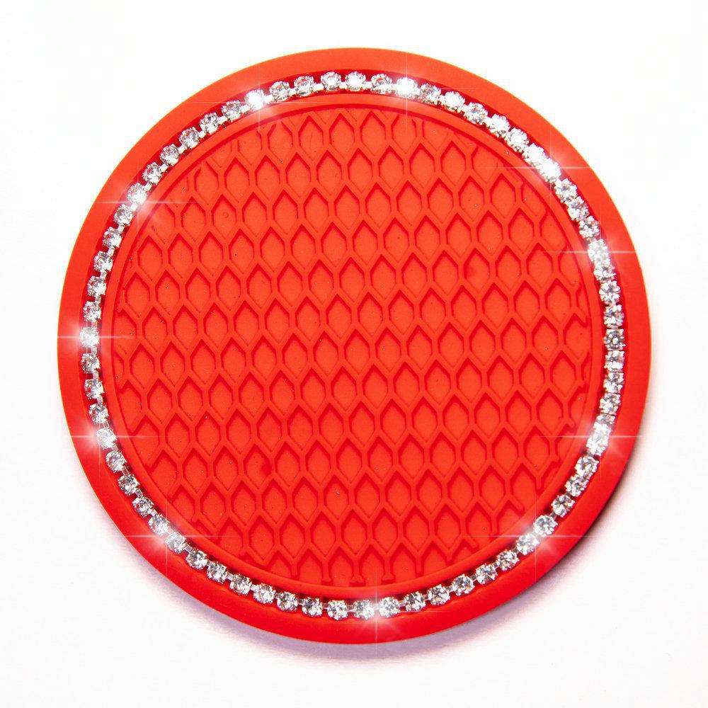 Black & White Grid Diamond Car Coaster: Multifunctional Anti-Slip Mat for Interior and Door Slot Storage