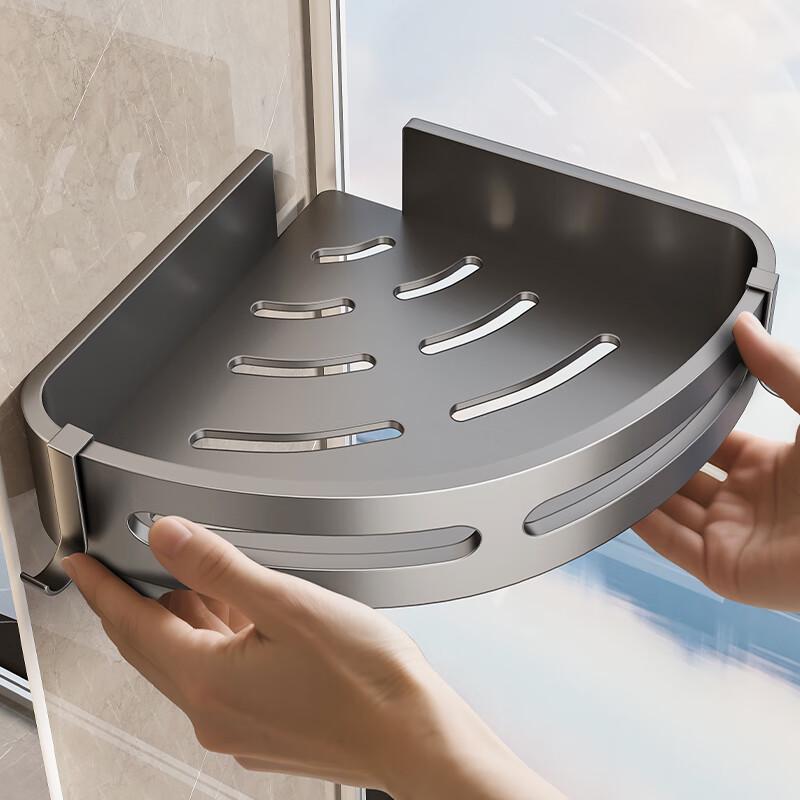 Punch-Free Bathroom Corner Storage Shelf