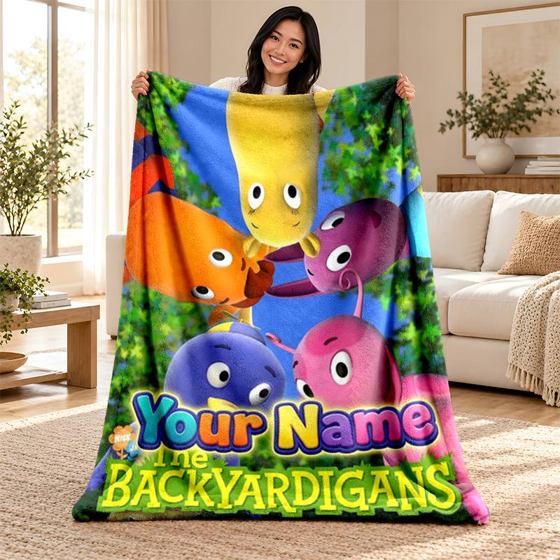 Backyardigans Custom Name Fleece Blanket Personalized Soft Cozy Throw Blanket Customized Gift for Birthday Christmas