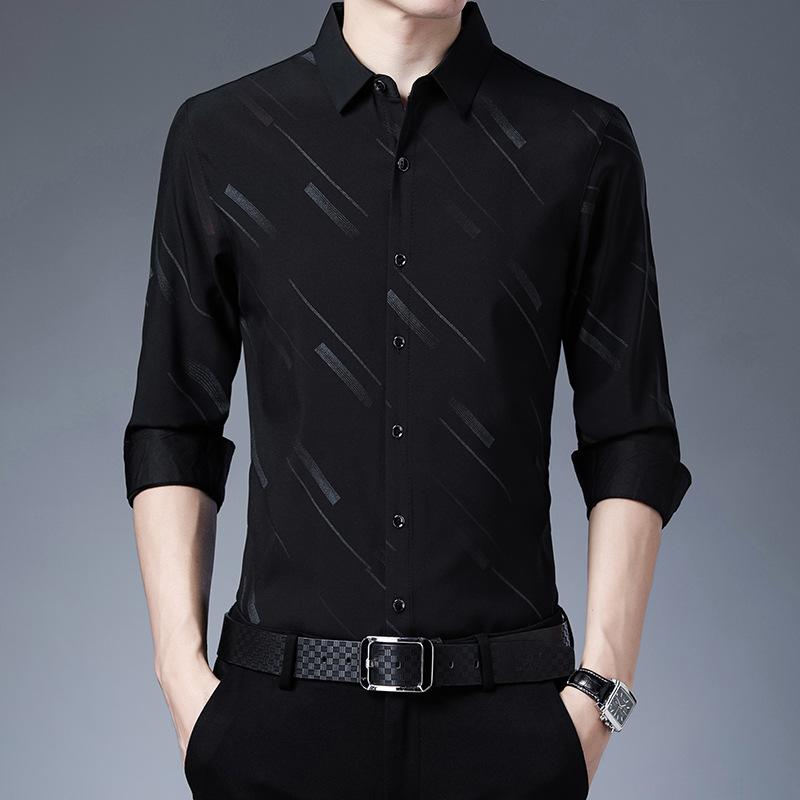

Мужская рубашка в деловом стиле с длинным рукавом M чёрный