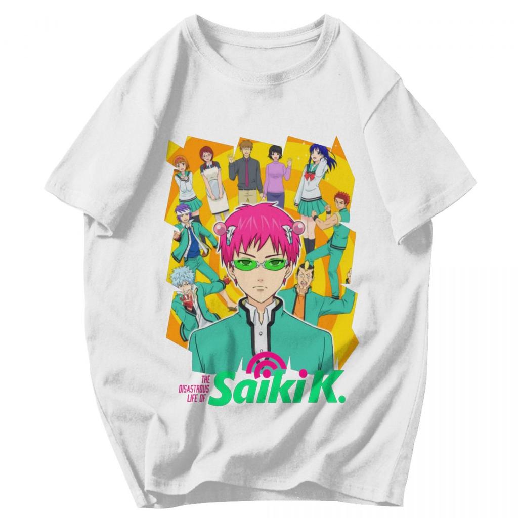 Men T Shirt Saiki Kusuo The Disastrous Life Of Saiki K Cotton Y2K Graphic Anime Unisex Tops T Shirts