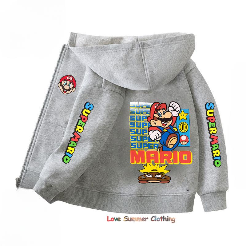 Mikina s kapucí na zip Kawaii Dětská Streetwear Mario Dětská mikina Mario Luis Zip Dětská mikina Dívčí Chlapecký top Mikina